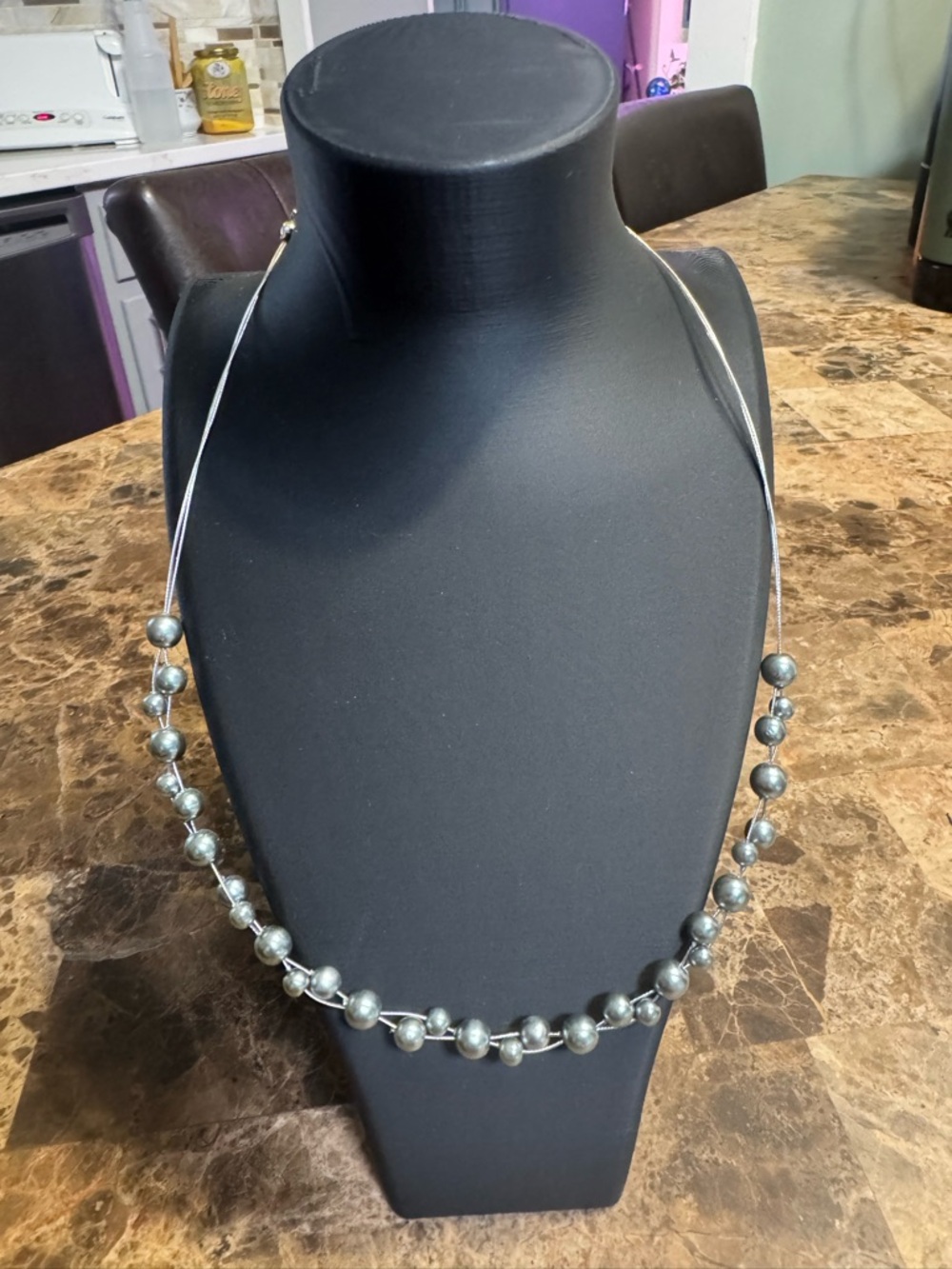 Lia Sophia Silver-Tone Gray Pearl Necklace